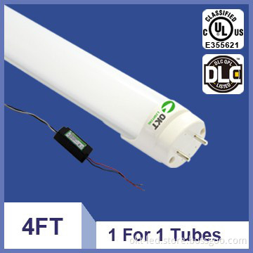 UL DLC 4FT 18W LED Tube light inner reflector design over 6% light
